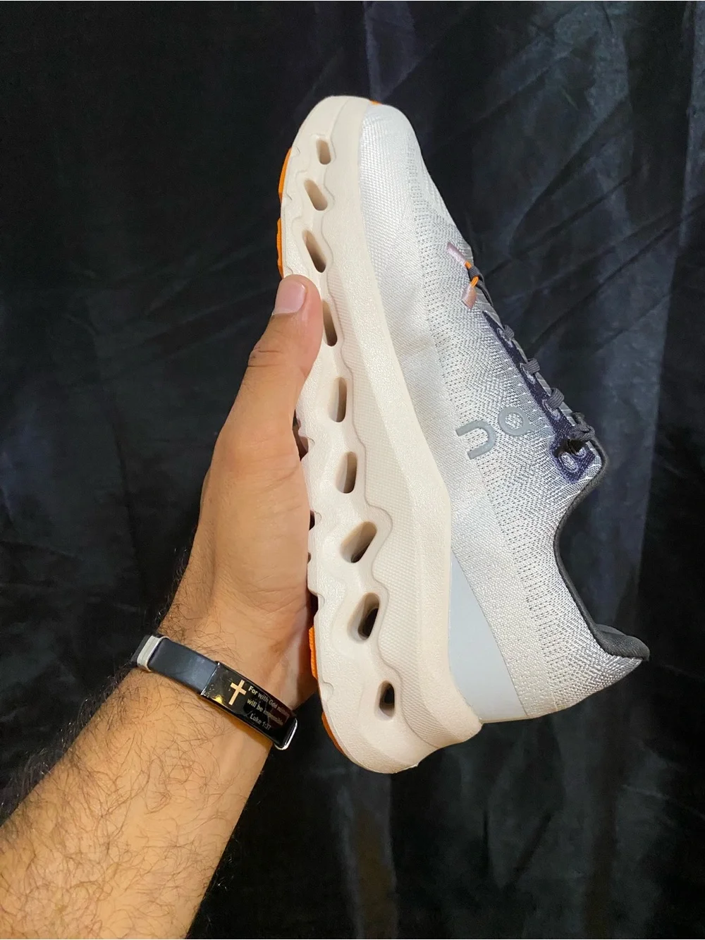 On Kids Cloudnova Lace-Up Sneakers in White with Orange Accent